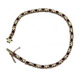 14K Gold Round Diamonds & Ruby Tennis Bracelet (7-inch), 50 Diamonds, 25 Rubies, (9.8 Grams Total Weight)