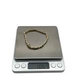 14K Gold Round Diamonds & Emerald Tennis Bracelet (7-inch), 66 Diamonds, 11 Emeralds, (10.6 Grams Total Weight)