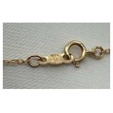 14K Gold Necklace (Stamped 14K BAB) with 14K Gold Humpback Whale Pendant (2.2 Grams Total Weight), 18-inch Necklace, 1mm