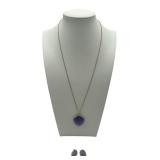 Exquisite 14K Gold Lavender Jade Heart Pendant with 14K Gold Necklace (Stamped 585 Croatia) with Matching 14K Earrings