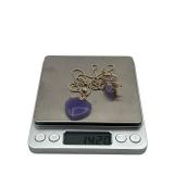 Exquisite 14K Gold Lavender Jade Heart Pendant with 14K Gold Necklace (Stamped 585 Croatia) with Matching 14K Earrings