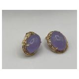 Exquisite 14K Gold Lavender Jade Heart Pendant with 14K Gold Necklace (Stamped 585 Croatia) with Matching 14K Earrings