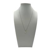 Vintage 10K Gold & Pearl Pendant Necklace (Both stamped 10K), 16-inch Chain, 1mm thick, and .6 Grams Total Weight