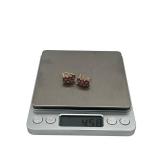 Vintage 14K Gold & Diamond Earrings with Pink Stones (4.5 Grams Total Weight)