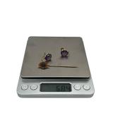 Vintage 14K Gold & Amethyst Screw Back Earrings and Stick Pin (5.8 Grams Total Weight)