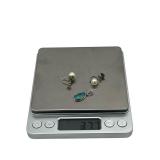 Vintage 14K White Gold & Pearl Screw Back Earrings and 14K White Gold & Opal Pendant (3.7 Grams Total Weight)