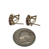 Vintage 14K Gold & Diamond Earrings with Pink Stones (4.5 Grams Total Weight)
