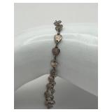 Vintage 7-inch 925 Sterling Silver Heart Shaped Bracelt (3.8 Grams)