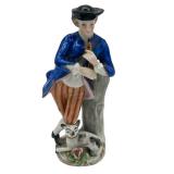 Vintage Sitzendorf Porcelain Figure Boy Playing Flute (4.5-inches Tall)