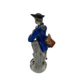 Vintage Sitzendorf Porcelain Figure Boy Playing Flute (4.5-inches Tall)