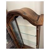 Vintage Brandt Furniture Company French Country Display Curio Cabinet with Working Light (67" x 24" x 11.5") - Bring Help To Remove