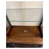 Vintage Brandt Furniture Company French Country Display Curio Cabinet with Working Light (67" x 24" x 11.5") - Bring Help To Remove