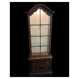 Vintage Brandt Furniture Company French Country Display Curio Cabinet with Working Light (67" x 24" x 11.5") - Bring Help To Remove
