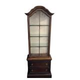 Vintage Brandt Furniture Company French Country Display Curio Cabinet with Working Light (67" x 24" x 11.5") - Bring Help To Remove