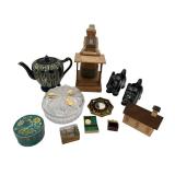 Vintage Collectibles - Vintage Jungfrau Trinket Box, Teapot, Porcelain Scottish Terriers, Studio Nova Glass Trinket Box, and More!