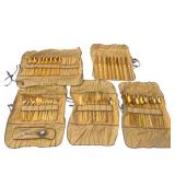 Vintage 1968 Cellini Romanesque Golden Flatware Set with Rose Handle