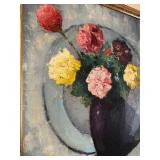 Original Vintage Leon Golding Floral Oil Painting in 22.75" x 26.5" Frame