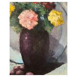 Original Vintage Leon Golding Floral Oil Painting in 22.75" x 26.5" Frame