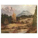 Original L. Koboth Landscape Oil Painting in 27.5" x 52.25" Frame
