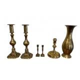 Vintage Solid Brass Candlestick Holders (Made in England) and More!