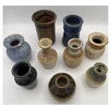 Colorful Vintage Stoneware Pottery Collection (4.25" Tallest Piece) in Very Nice Condition