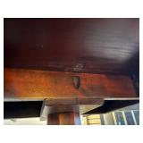 Antique Drop Leaf Mahogany Table with Rolling Wheels (39 5/8" x 52") with Leaves Extended - No Maker