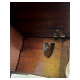 Antique Drop Leaf Mahogany Table with Rolling Wheels (39 5/8" x 52") with Leaves Extended - No Maker