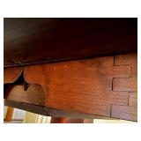 Antique Drop Leaf Mahogany Table with Rolling Wheels (39 5/8" x 52") with Leaves Extended - No Maker