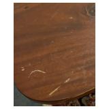 Antique Drop Leaf Mahogany Table with Rolling Wheels (39 5/8" x 52") with Leaves Extended - No Maker