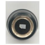 Vintage 10.5" Genuine Mahogany Bowl with Sterling Silver Base (Brooklyn, NY), Wood Carved Trinket Box, and Hand Painted Wood Floral Bowl