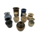 Colorful Vintage Stoneware Pottery Collection (4.25" Tallest Piece) in Very Nice Condition