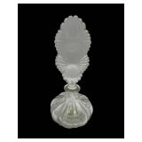 Vintage Art Deco Clear Glass Perfume Bottle with Ornate Topper (7.75" Tall)