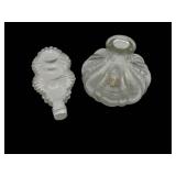 Vintage Art Deco Clear Glass Perfume Bottle with Ornate Topper (7.75" Tall)