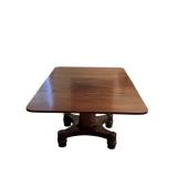 Antique Drop Leaf Mahogany Table with Rolling Wheels (39 5/8" x 52") with Leaves Extended - No Maker