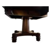 Antique Drop Leaf Mahogany Table with Rolling Wheels (39 5/8" x 52") with Leaves Extended - No Maker