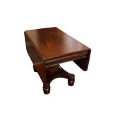 Antique Drop Leaf Mahogany Table with Rolling Wheels (39 5/8" x 52") with Leaves Extended - No Maker