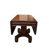 Antique Drop Leaf Mahogany Table with Rolling Wheels (39 5/8" x 52") with Leaves Extended - No Maker