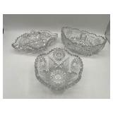 Brilliant Vintage Libbey Cut Crystal Bowl Lot (Smallest Bowl is 5" Wide x 2 5/8" Tall)