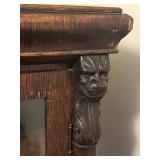 Antique Two-Door Bookcase with Adjustable Shelves and Locking Doors (with Key), Rolling Wheels - 48.5" W X 60.5" T x 15" D)