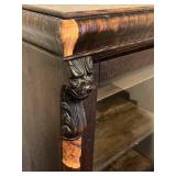 Antique Two-Door Bookcase with Adjustable Shelves and Locking Doors (with Key), Rolling Wheels - 48.5" W X 60.5" T x 15" D)