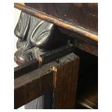 Antique Two-Door Bookcase with Adjustable Shelves and Locking Doors (with Key), Rolling Wheels - 48.5" W X 60.5" T x 15" D)