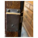 Antique Two-Door Bookcase with Adjustable Shelves and Locking Doors (with Key), Rolling Wheels - 48.5" W X 60.5" T x 15" D)