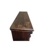 Antique Two-Door Bookcase with Adjustable Shelves and Locking Doors (with Key), Rolling Wheels - 48.5" W X 60.5" T x 15" D)