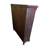 Antique Two-Door Bookcase with Adjustable Shelves and Locking Doors (with Key), Rolling Wheels - 48.5" W X 60.5" T x 15" D)