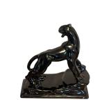 Royal Haeger MCM 11-inch Ceramic Black Panther on Base - Read Descripton