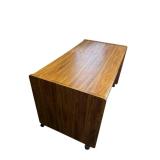 Rolling Wooden Office Desk (49.25" W x 28" T x 27" D) - Main Level, Bring Help to Remove