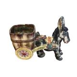 MCM Italian Ceramic Donkey Pulling a Cart (9" x 11")