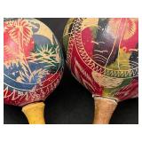 Vintage Double Sided Beggar Drum & Pair of Cuban Havana Maracas