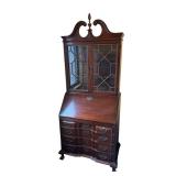 Vintage Monitor Furniture Co. Solid Cherry Traditional Style 36" Secretary Desk with Pediment Display Bookcase (83.5" T x 36" W x 20.5" D)