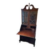 Vintage Monitor Furniture Co. Solid Cherry Traditional Style 36" Secretary Desk with Pediment Display Bookcase (83.5" T x 36" W x 20.5" D)